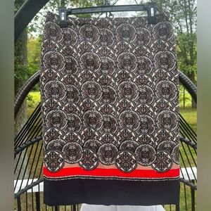 Lord & Taylor Red Printed Cotton Skirt Size 4